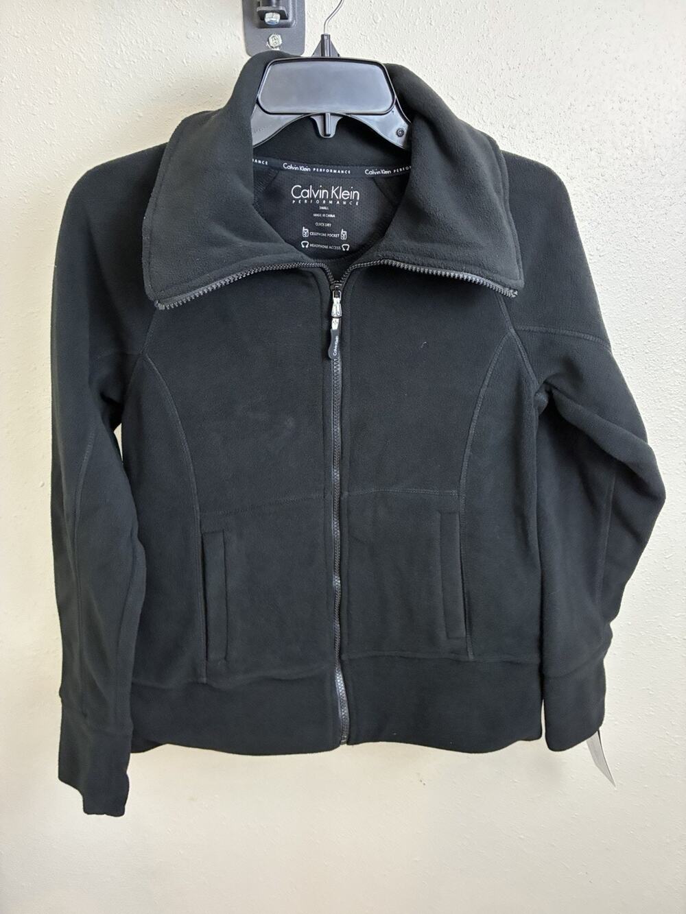Calvin Klein Performance Zip-Up Black Fleece Jacket Small